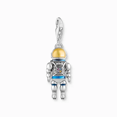 THOMAS SABO Charms | Charms<CHARM-H&AUML;NGSMYCKE ASTRONAUT MED F&AUML;RGGLADA STENAR SV&AUML;RTAT SILVER violett, silverfargad, vit, orange, röd, blå