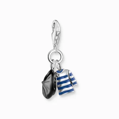 THOMAS SABO Charms | Charms<CHARM-H&AUML;NGSMYCKE BASKER OCH BRETONRANDIG TOPP, SILVER mörkblå, silverfargad, svart