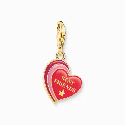 THOMAS SABO Charms | Charms<CHARM-H&AUML;NGSMYCKE BEST FRIENDS-HJ&AUML;RTA, F&OUML;RGYLLT gult guldfargad, röd, rosa