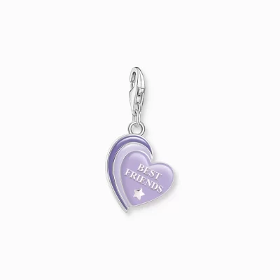 THOMAS SABO Charms | Charms<CHARM-H&AUML;NGSMYCKE BEST-FRIENDS MED LILA KALLEMALJ SV&AUML;RTAT SILVER silverfargad, violett