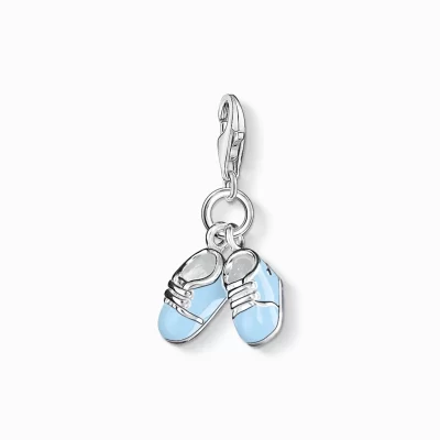 THOMAS SABO Charms | Charms<CHARM-H&AUML;NGSMYCKE BL&ARING; BEBISKYDDSSKOR blå, silverfargad