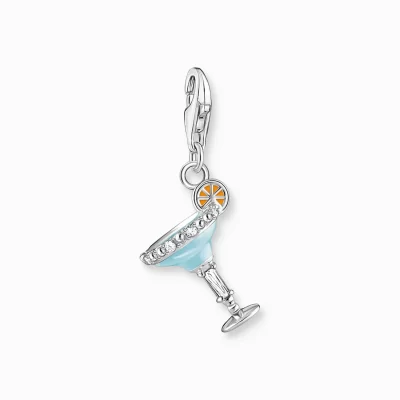 THOMAS SABO Charms | Charms<CHARM-H&AUML;NGSMYCKE BL&ARING;TT COCKTAILGLAS SILVER , silverfargad, orange, vit