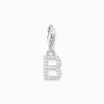 THOMAS SABO Charms | Charms<CHARM-H&AUML;NGSMYCKE BOKSTAVEN B MED VITA STENAR SILVER vit, silverfargad