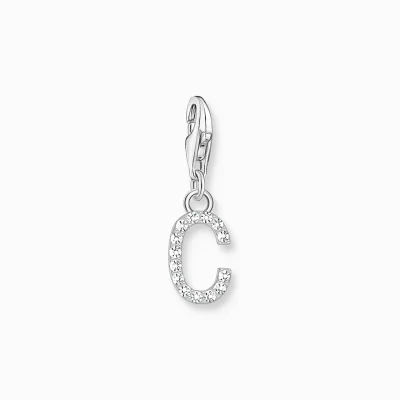 THOMAS SABO Charms | Charms<CHARM-H&AUML;NGSMYCKE BOKSTAVEN C MED VITA STENAR SILVER vit, silverfargad