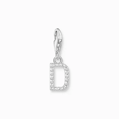 THOMAS SABO Charms | Charms<CHARM-H&AUML;NGSMYCKE BOKSTAVEN D MED VITA STENAR SILVER vit, silverfargad