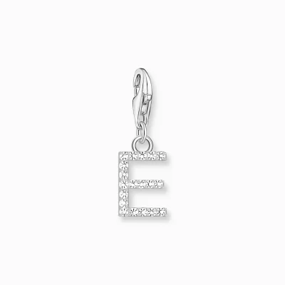 THOMAS SABO Charms | Charms<CHARM-H&AUML;NGSMYCKE BOKSTAVEN E MED VITA STENAR SILVER vit, silverfargad