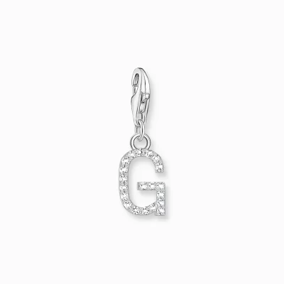 THOMAS SABO Charms | Charms<CHARM-H&AUML;NGSMYCKE BOKSTAVEN G MED VITA STENAR SILVER vit, silverfargad