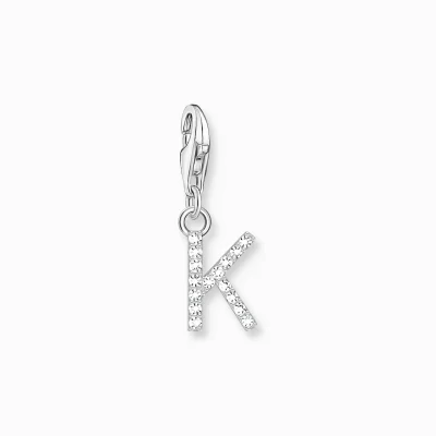 THOMAS SABO Charms | Charms<CHARM-H&AUML;NGSMYCKE BOKSTAVEN K MED VITA STENAR SILVER vit, silverfargad