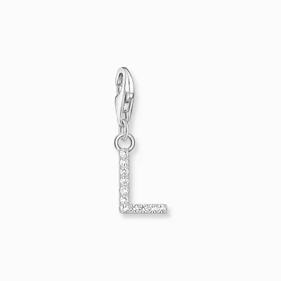 THOMAS SABO Charms | Charms<CHARM-H&AUML;NGSMYCKE BOKSTAVEN L MED VITA STENAR SILVER vit, silverfargad