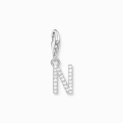 THOMAS SABO Charms | Charms<CHARM-H&AUML;NGSMYCKE BOKSTAVEN N MED VITA STENAR SILVER vit, silverfargad