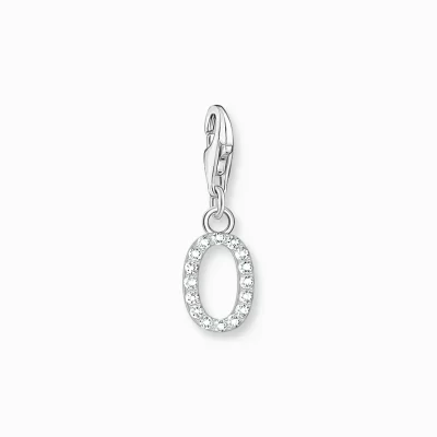 THOMAS SABO Charms | Charms<CHARM-H&AUML;NGSMYCKE BOKSTAVEN O MED VITA STENAR SILVER vit, silverfargad