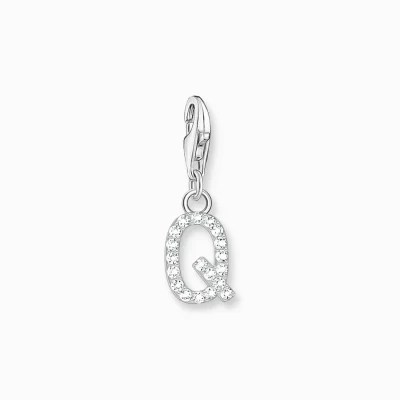 THOMAS SABO Charms | Charms<CHARM-H&AUML;NGSMYCKE BOKSTAVEN Q MED VITA STENAR SILVER vit, silverfargad