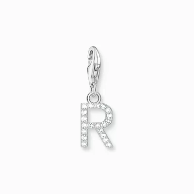 THOMAS SABO Charms | Charms<CHARM-H&AUML;NGSMYCKE BOKSTAVEN R MED VITA STENAR SILVER vit, silverfargad