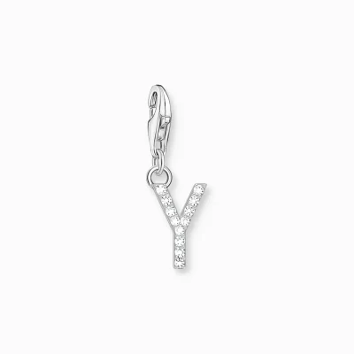 THOMAS SABO Charms | Charms<CHARM-H&AUML;NGSMYCKE BOKSTAVEN Y MED VITA STENAR SILVER vit, silverfargad