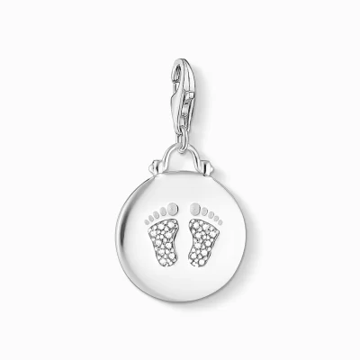 THOMAS SABO Charms | Charms<CHARM-H&AUML;NGSMYCKE BRICKA FOTAVTRYCK BEBIS silverfargad, vit