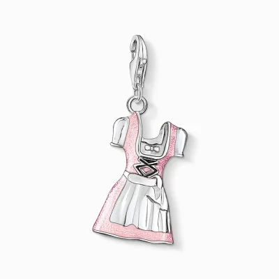 THOMAS SABO Charms | Charms<CHARM-H&AUML;NGSMYCKE DIRNDL rosa, svart, silverfargad, vit