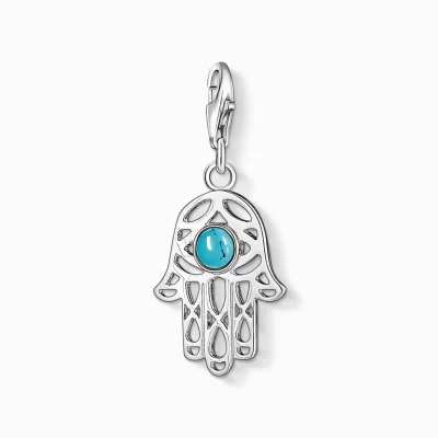 THOMAS SABO Charms | Charms<CHARM-H&AUML;NGSMYCKE FATIMAS HAND silverfargad, turkos