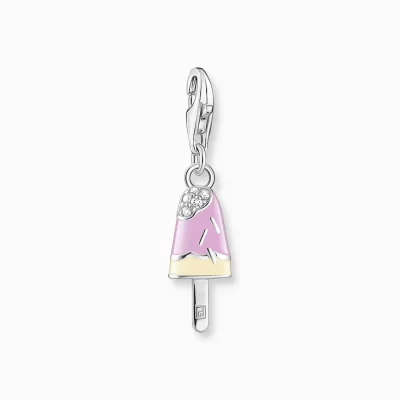 THOMAS SABO Charms | Charms<CHARM-H&AUML;NGSMYCKE F&AUML;RGGLAD GLASS MED VITA STENAR SILVER silverfargad, rosa, gul, vit