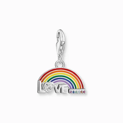 THOMAS SABO Charms | Charms<CHARM-H&AUML;NGSMYCKE F&AUML;RGGLAD REGNB&ARING;GE SILVER silverfargad, orange, turkos, grön, blå, violett, vit, gul, röd