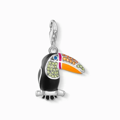 THOMAS SABO Charms | Charms<CHARM-H&AUML;NGSMYCKE F&AUML;RGGLAD TUKAN SILVER blå, orange, rosa, svart, silverfargad