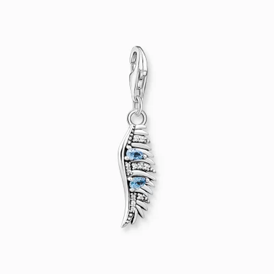 THOMAS SABO Charms | Charms<CHARM-H&AUML;NGSMYCKE FENIXFJ&AUML;DER MED BL&ARING; STENAR SILVER silverfargad, vit, ljusblå