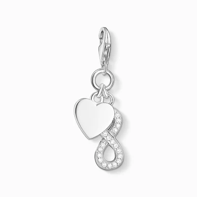 THOMAS SABO Charms | Charms<CHARM-H&AUML;NGSMYCKE HJ&AUML;RTA MED INFINITY silverfargad, vit