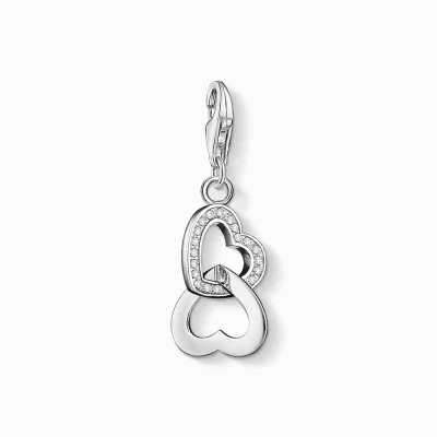 THOMAS SABO Charms | Charms<CHARM-H&AUML;NGSMYCKE HJ&AUML;RTAN silverfargad, vit