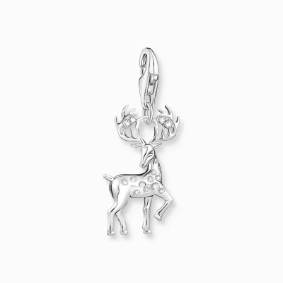 THOMAS SABO Charms | Charms<CHARM-H&AUML;NGSMYCKE HJORT SILVER silverfargad, vit