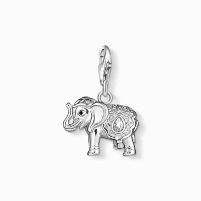 THOMAS SABO Charms | Charms<CHARM-H&AUML;NGSMYCKE INDISK ELEFANT silverfargad, vit