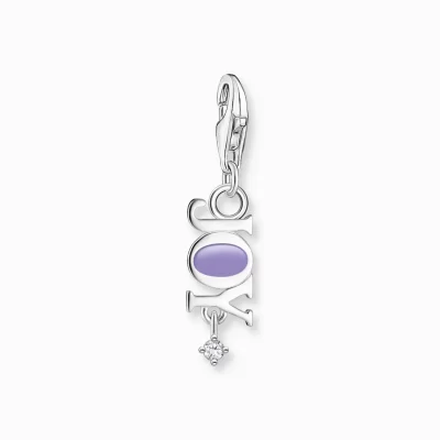 THOMAS SABO Charms | Charms<CHARM-H&AUML;NGSMYCKE JOY MED VIT STEN SILVER silverfargad, violett, vit