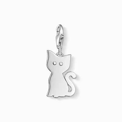 THOMAS SABO Charms | Charms<CHARM-H&AUML;NGSMYCKE KATT silverfargad, vit