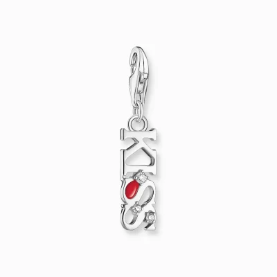 THOMAS SABO Charms | Charms<CHARM-H&AUML;NGSMYCKE KISS MED VITA STENAR, SILVER silverfargad, vit, röd