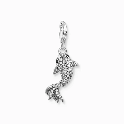 THOMAS SABO Charms | Charms<CHARM-H&AUML;NGSMYCKE KOI MED ZIRKONIA STENAR SILVER silverfargad, svart, vit