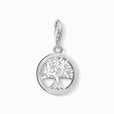 THOMAS SABO Charms | Charms<CHARM-H&AUML;NGSMYCKE LIVETS TR&AUML;D silverfargad, vit