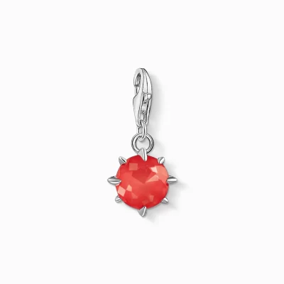 THOMAS SABO Charms | Charms<CHARM-H&AUML;NGSMYCKE M&ARING;NADSSTEN JULI röd, vit, silverfargad