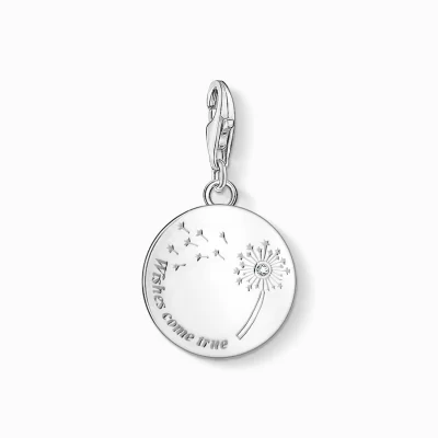 THOMAS SABO Charms | Charms<CHARM-H&AUML;NGSMYCKE MASKROS WISHES COME TRUE silverfargad, vit