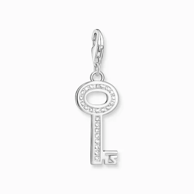 THOMAS SABO Charms | Charms<CHARM-H&AUML;NGSMYCKE NYCKEL VIT STENAR SILVER silverfargad, vit