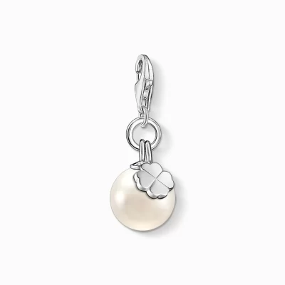 THOMAS SABO Charms | Charms<CHARM-H&AUML;NGSMYCKE P&AUML;RLA MED KL&OUML;VERBLAD silverfargad, vit