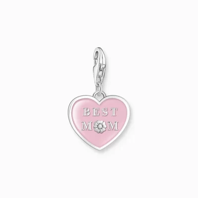 THOMAS SABO Charms | Charms<CHARM-H&AUML;NGSMYCKE ROSA HJ&AUML;RTA MED BEST MOM SILVER silverfargad, rosa