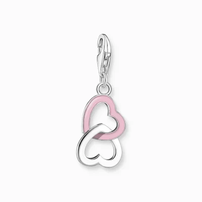 THOMAS SABO Charms | Charms<CHARM-H&AUML;NGSMYCKE ROSA HJ&AUML;RTA SILVER silverfargad, rosa