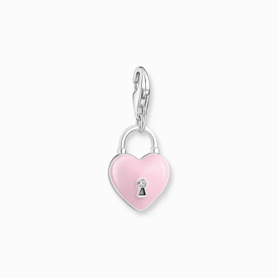 THOMAS SABO Charms | Charms<CHARM-H&AUML;NGSMYCKE ROSA HJ&AUML;RTL&ARING;S, SILVER rosa, silverfargad, vit