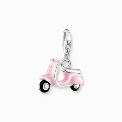 THOMAS SABO Charms | Charms<CHARM-H&AUML;NGSMYCKE ROSA SKOTER SILVER silverfargad, rosa, svart