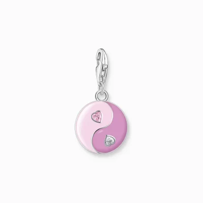 THOMAS SABO Charms | Charms<CHARM-H&AUML;NGSMYCKE ROSA YIN  YANG MED STENAR SILVER silverfargad, rosa, vit