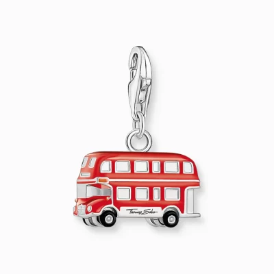 THOMAS SABO Charms | Charms<CHARM-H&AUML;NGSMYCKE R&OUML;D LONDON-BUSS, SILVER silverfargad, röd, orange, svart