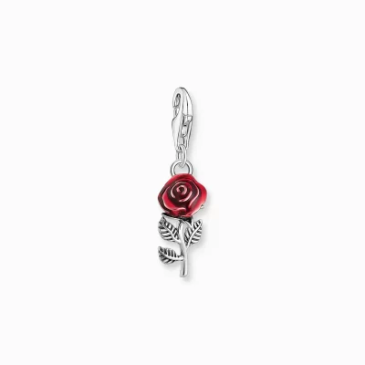 THOMAS SABO Charms | Charms<CHARM-H&AUML;NGSMYCKE R&OUML;D ROS, SILVER silverfargad, röd