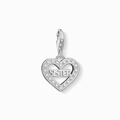 THOMAS SABO Charms | Charms<CHARM-H&AUML;NGSMYCKE SISTER silverfargad, vit