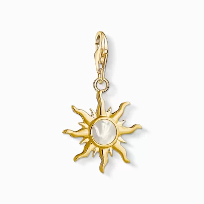 THOMAS SABO Charms | Charms<CHARM-H&AUML;NGSMYCKE SOL MED P&AUML;RLEMORSTEN gult guldfargad, vit