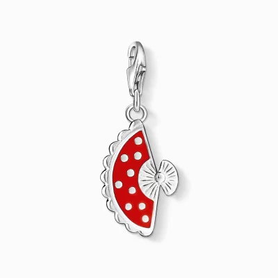 THOMAS SABO Charms | Charms<CHARM-H&AUML;NGSMYCKE SOLFJ&AUML;DER röd, silverfargad