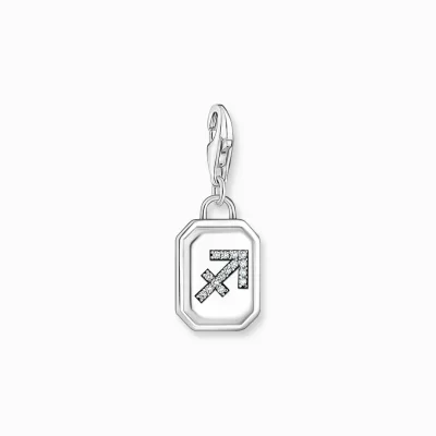 THOMAS SABO Charms | Charms<CHARM-H&AUML;NGSMYCKE STJ&AUML;RNTECKNET SKYTTEN MED STENAR, SILVER silverfargad, vit