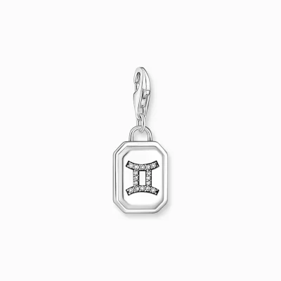 THOMAS SABO Charms | Charms<CHARM-H&AUML;NGSMYCKE STJ&AUML;RNTECKNET TVILLINGARNA MED STENAR, SILVER silverfargad, vit